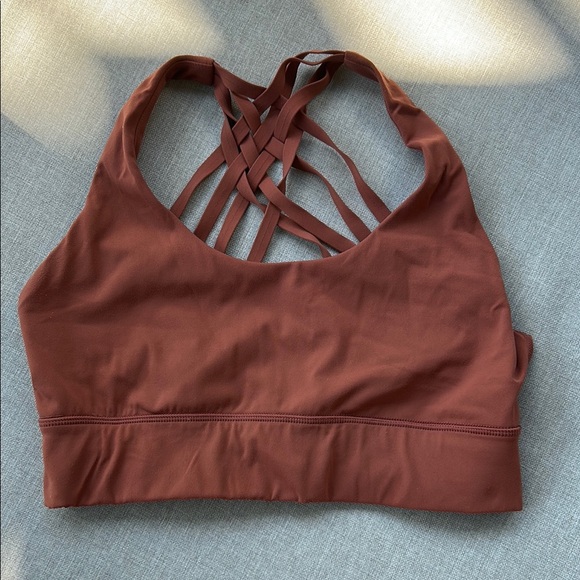 Crisscross Back Sports Bras in Green and Brown - Picture 3 of 5